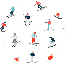 Winter Seamless Pattern Skiers Sticker