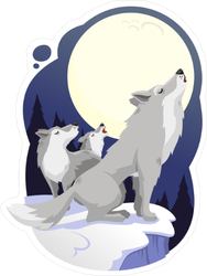 Wolves Howling To Full Moon Sticker