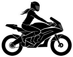 Woman on Motorcycle Silhouette Sticker