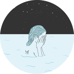 Woman Swimming In The Middle Of The Sea Sticker