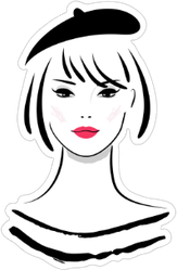 Woman Wearing French Hat Sticker