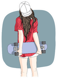 Women Standing Skateboarding Sticker