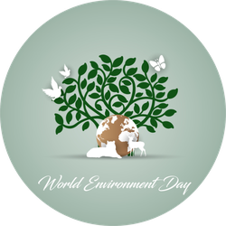 World Environment Day With Tree Earth And Animals Sticker