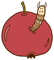 Worm In Apple Sticker