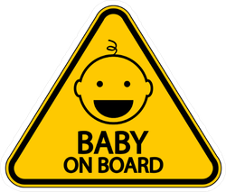 Yellow Baby on Board Sign Sticker with Happy Baby