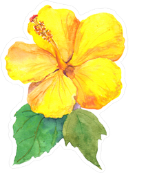 Yellow Hibiscus Flower Watercolor Sticker