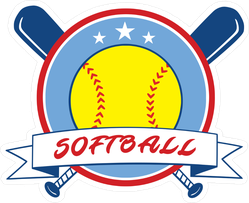 Yellow Red and Blue Softball Sticker