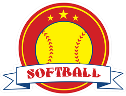 Yellow Softball Logo With Banner Sticker