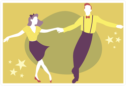 Young Couple Swing Dancing Sticker