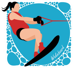 Young Woman Practicing Wake Board Sticker