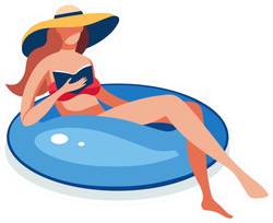 Young Woman Swimming Inflatable Ring Rest Sticker