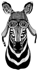 Zebra Wild Biker Animal Wearing Motorcycle Helmet Sticker