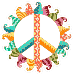 Zentangle Hippie Vintage Peace Symbol Sticker