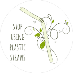 Leaves Stop Using Plastic Straws Sticker