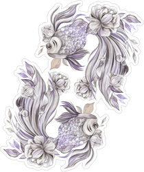 Zodiac Pisces With Flowers Sticker