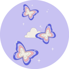 00s Cute Butterfly Poster On Purple Sticker