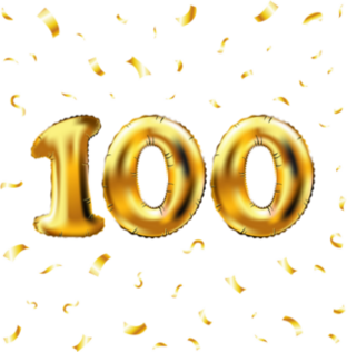 100th Celebration Balloons And Confetti Sticker