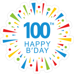 100th Happy Birthday Colorful Sticker