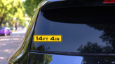 14Ft 4In Sticker on a Rear Car Window (New) example