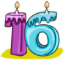 16th Birthday Candle Sticker