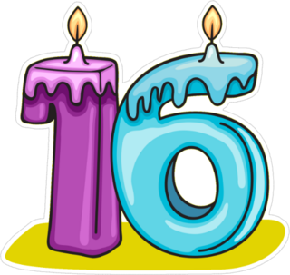 16th Birthday Candle Sticker