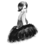 1920s Fashion Woman  In Black And White Sticker