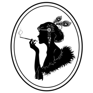 1920s Flapper Girl With A Slim Cigarette Oval Sticker