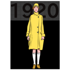 1920s Raincoat Fashion Illustration Sticker