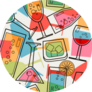 1950 Style Cocktails Pattern Sticker