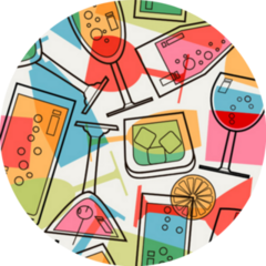 1950 Style Cocktails Pattern Sticker