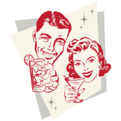 1950s Cocktail Glasses Toasts Sticker