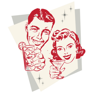 1950s Cocktail Glasses Toasts Sticker
