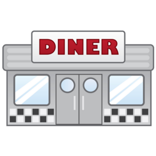 1950s Diner Restaurant With Large Sign Sticker