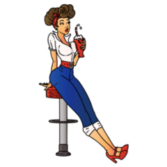 1950s Pinup Girl Drinking A Milkshake Sticker