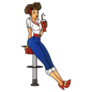 1950s Pinup Girl Drinking A Milkshake Sticker