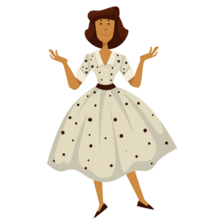 1950s Style, Woman In Polkadot Dress Sticker