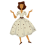 1950s Style, Woman In Polkadot Dress Sticker