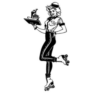 1950s Waitress On Roller Skates Sticker