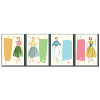 1950s Women Fashion Style Illustrations Sticker