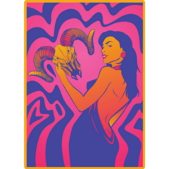 1960s Style Ram Skull Sticker