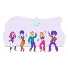1970s Disco Group Dancing Sticker