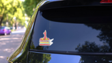 1st Birthday Cake Sticker on a Rear Car Window (New) example