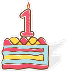 1st Birthday Cake Sticker