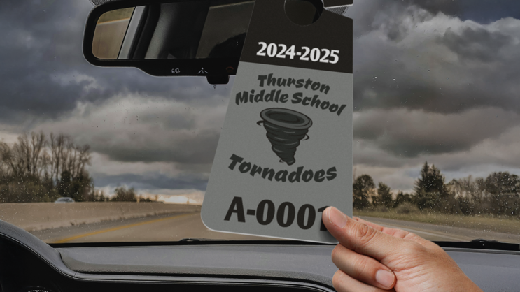 2 Color Middle School Parking Permit Hang Tag A