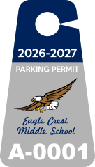 2 Color Middle School Parking Permit Hang Tag