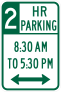 2 Hour Parking 8:30 Am - 5:30 Pm Sticker