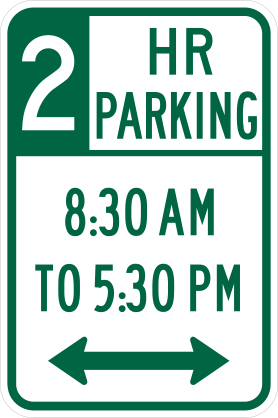 2 Hour Parking 8:30 Am - 5:30 Pm Sticker
