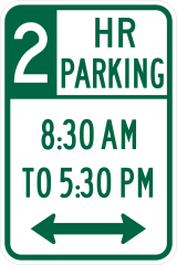 2 Hour Parking 8:30 Am - 5:30 Pm Sticker
