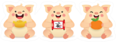 2019 Year Of The Pig Illustration Sticker