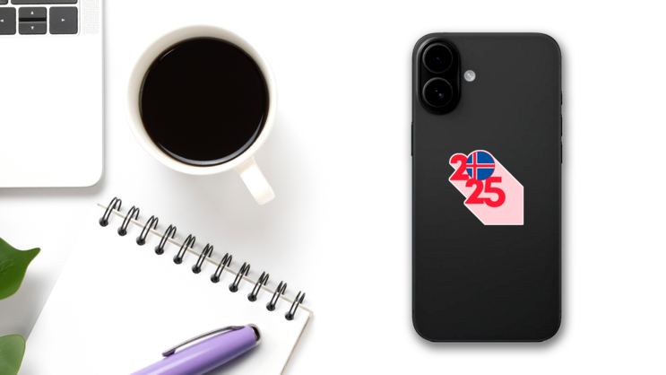 2025 Pink Iceland Sticker on a Phone (New) example